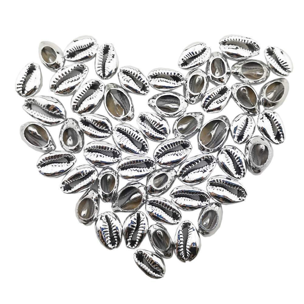 9693 50 Pieces Platinum Cut Shell Beads Open Back Spiral Cowrie Shell